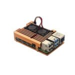 Raspberry Pi Metal Aluminum Case with Double Fans for Raspberry Pi 4B (Gold)