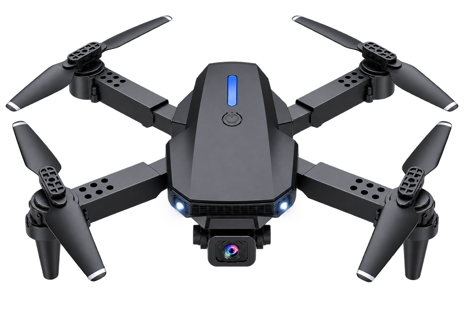 RC dual camera foldable drone in black